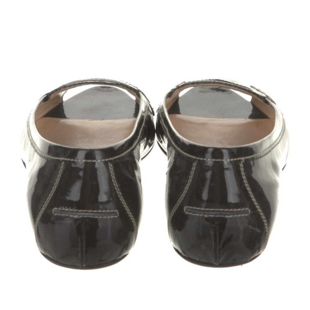 Christian Louboutin Brown Patent Peep-Toe Flat - Picture 7 of 8